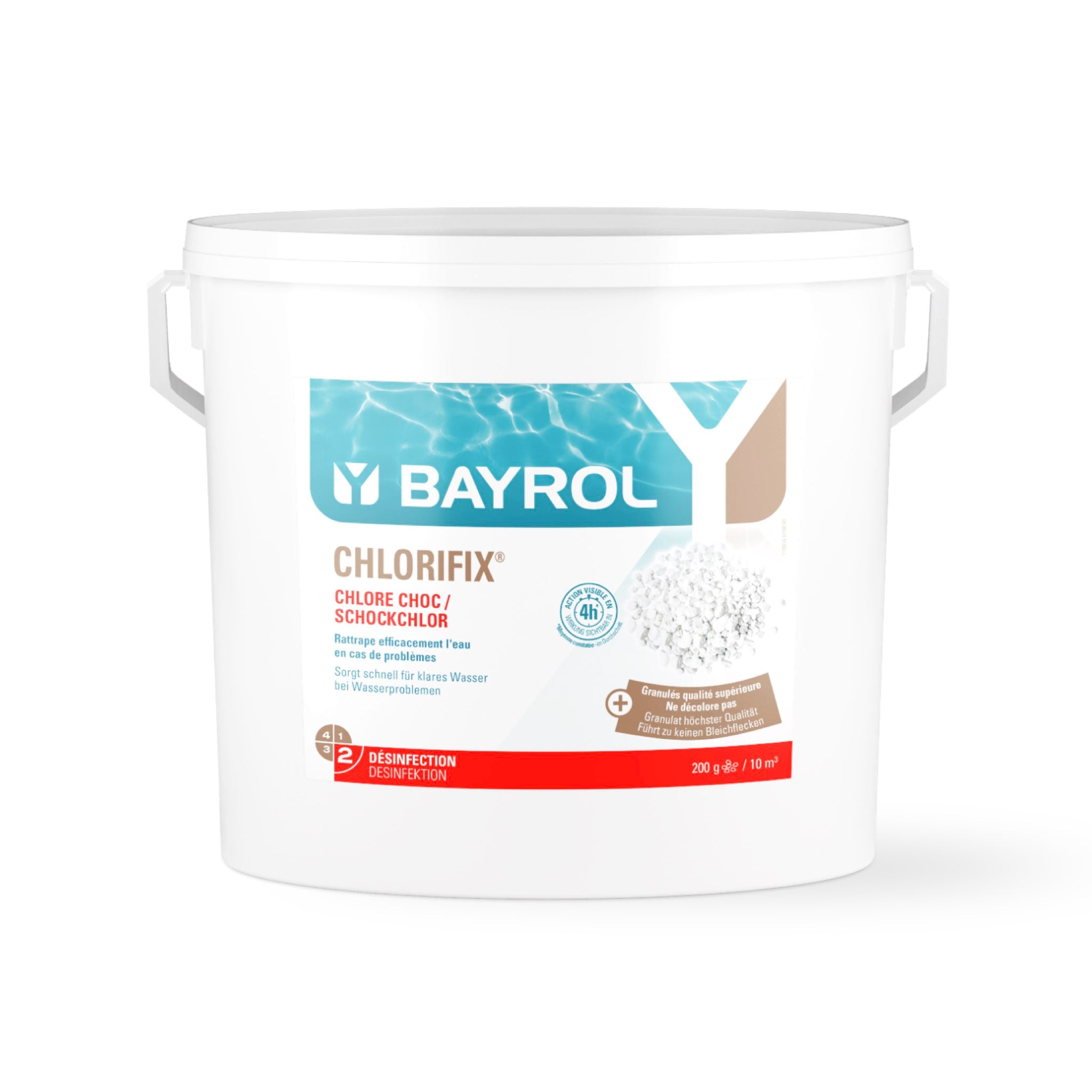 BAYROL Chlorifix 10 kg – Gebinde vor weißem Hintergrund