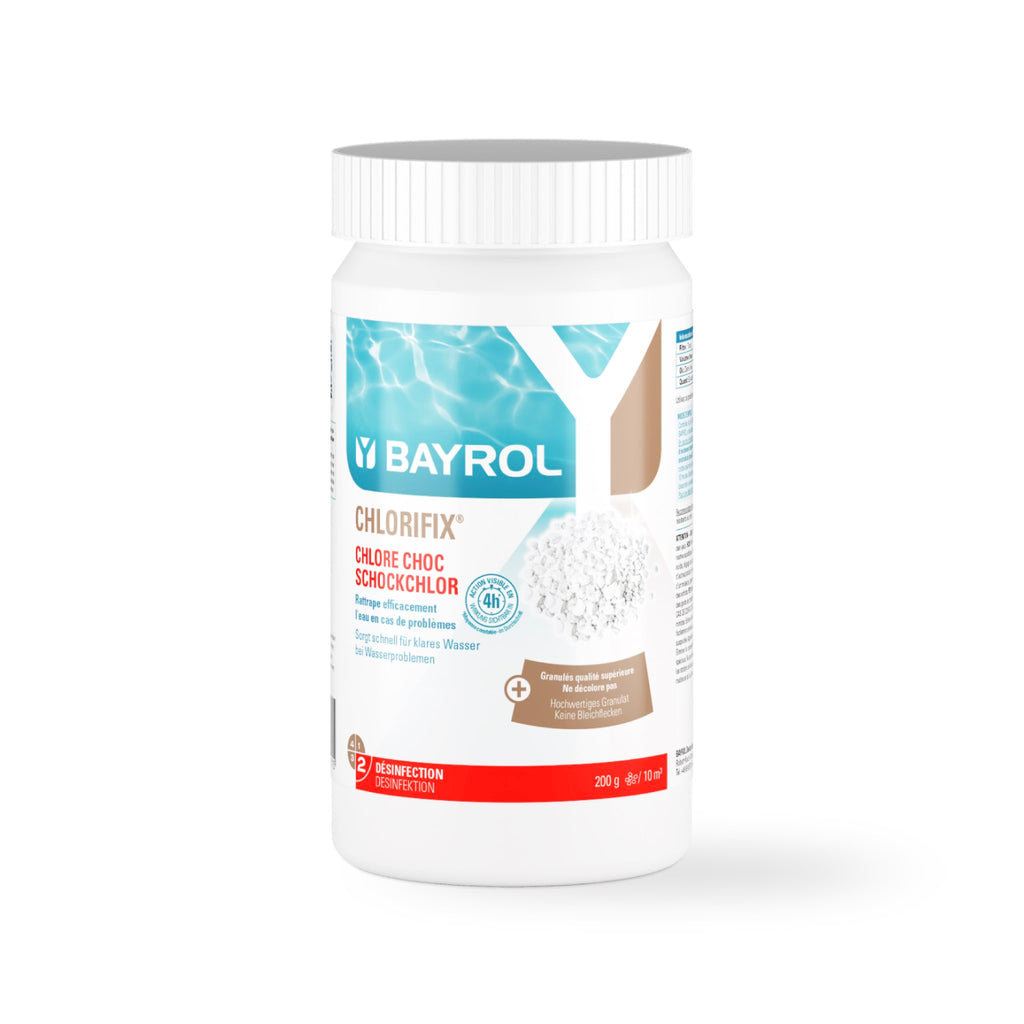 BAYROL Chlorifix 5 kg – Gebinde vor weißem Hintergrund