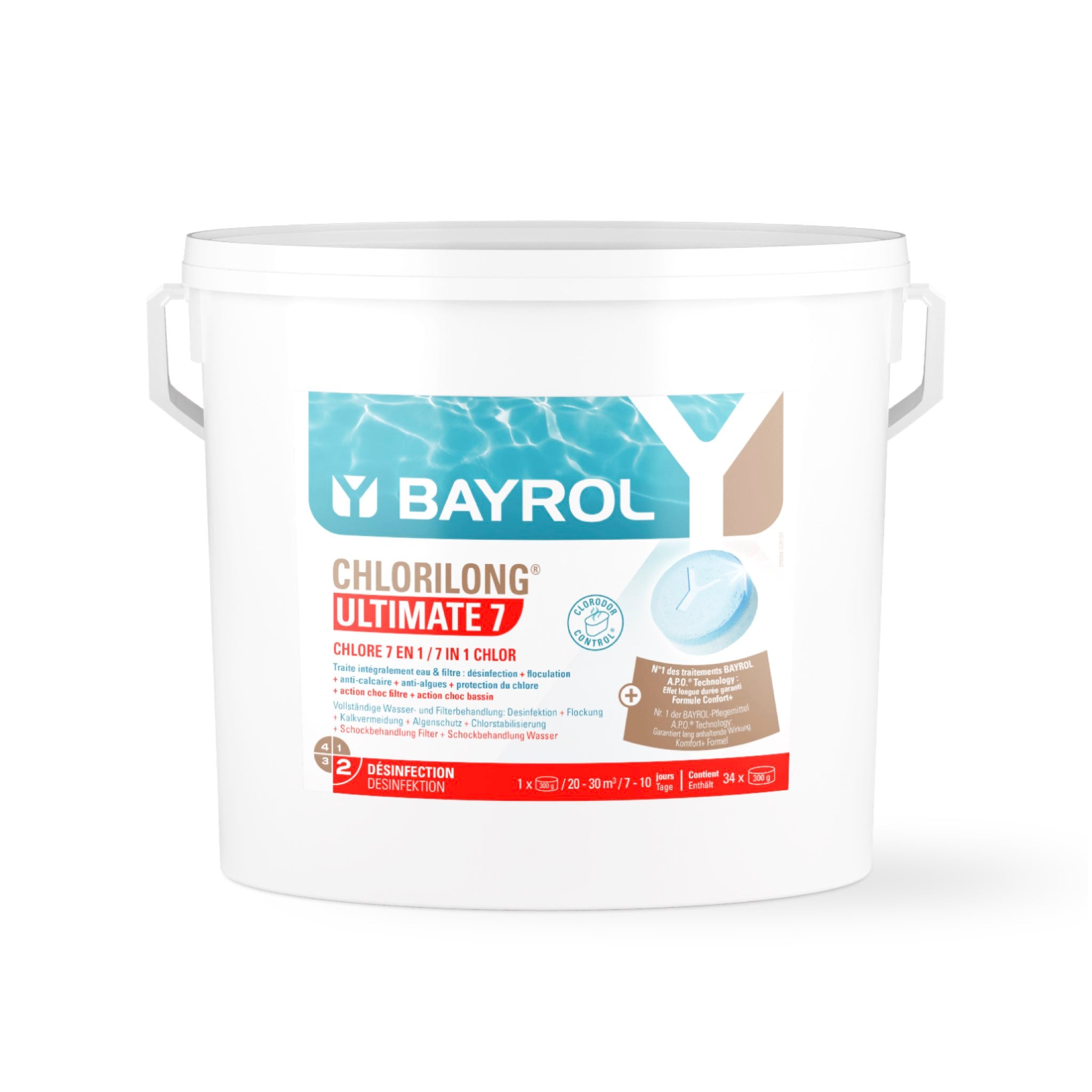 BAYROL Chlorilong Ultimate7 10,2 kg – 2-Phasen Chlortabletten für die Wochenpflege