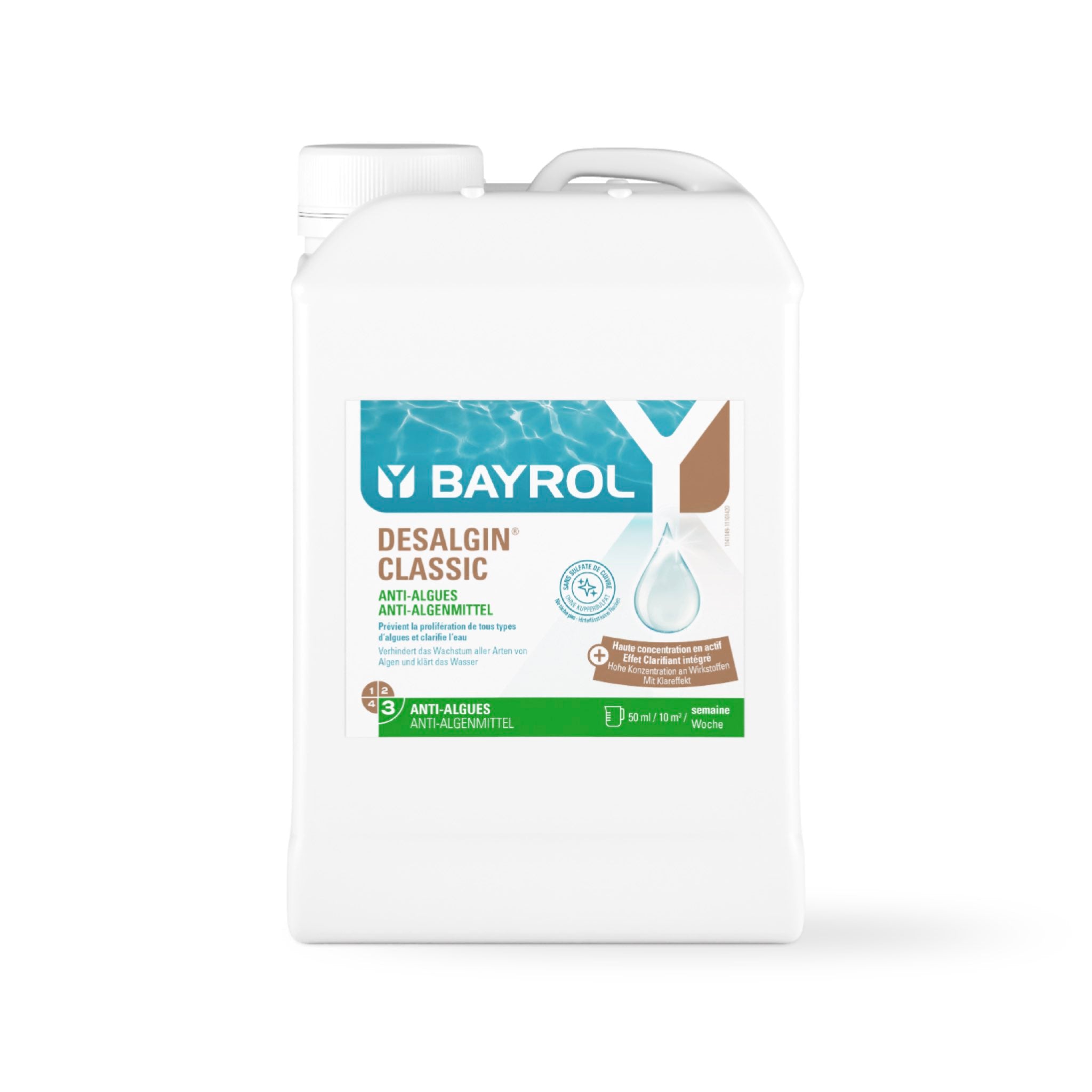 BAYROL Desalgin® Classic 6 L – Flasche vor neutralem Hintergrund