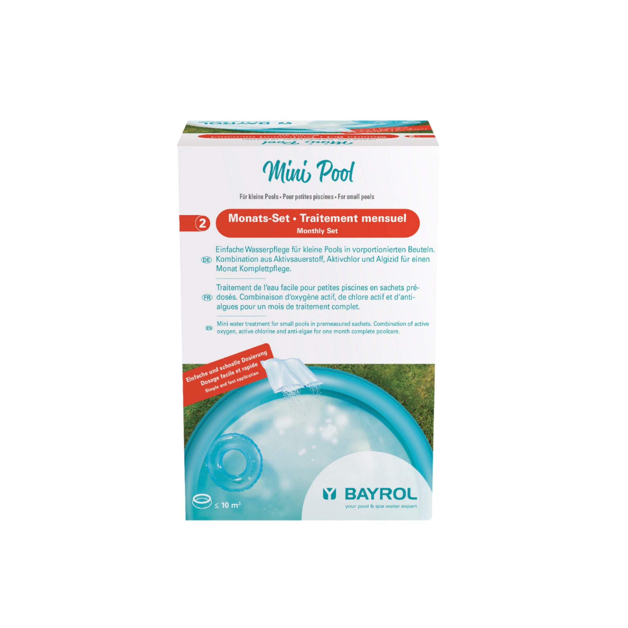 BAYROL Mini Pool Monats-Set 0,6 kg – Packshot der Verpackung vor weißem Hintergrund