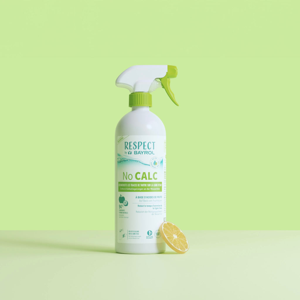 BAYROL No CALC Respect 0,75 L – Studio-Motiv der Sprühflasche mit Zitrone