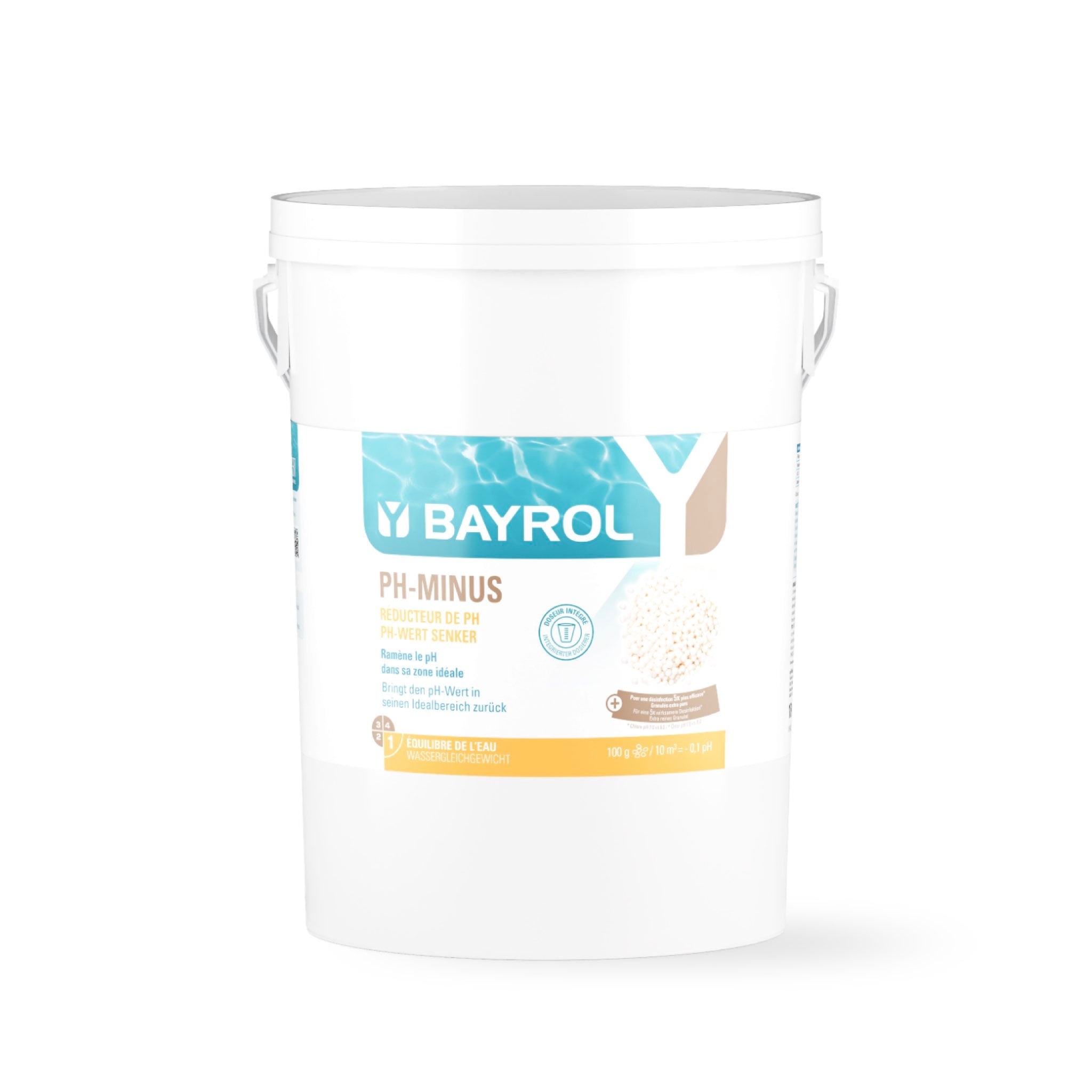 BAYROL pH-Minus 18 kg – großer Eimer vor neutralem Hintergrund