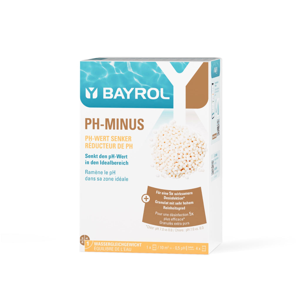 BAYROL pH-Minus 2 kg – Kartonverpackung vor neutralem Hintergrund