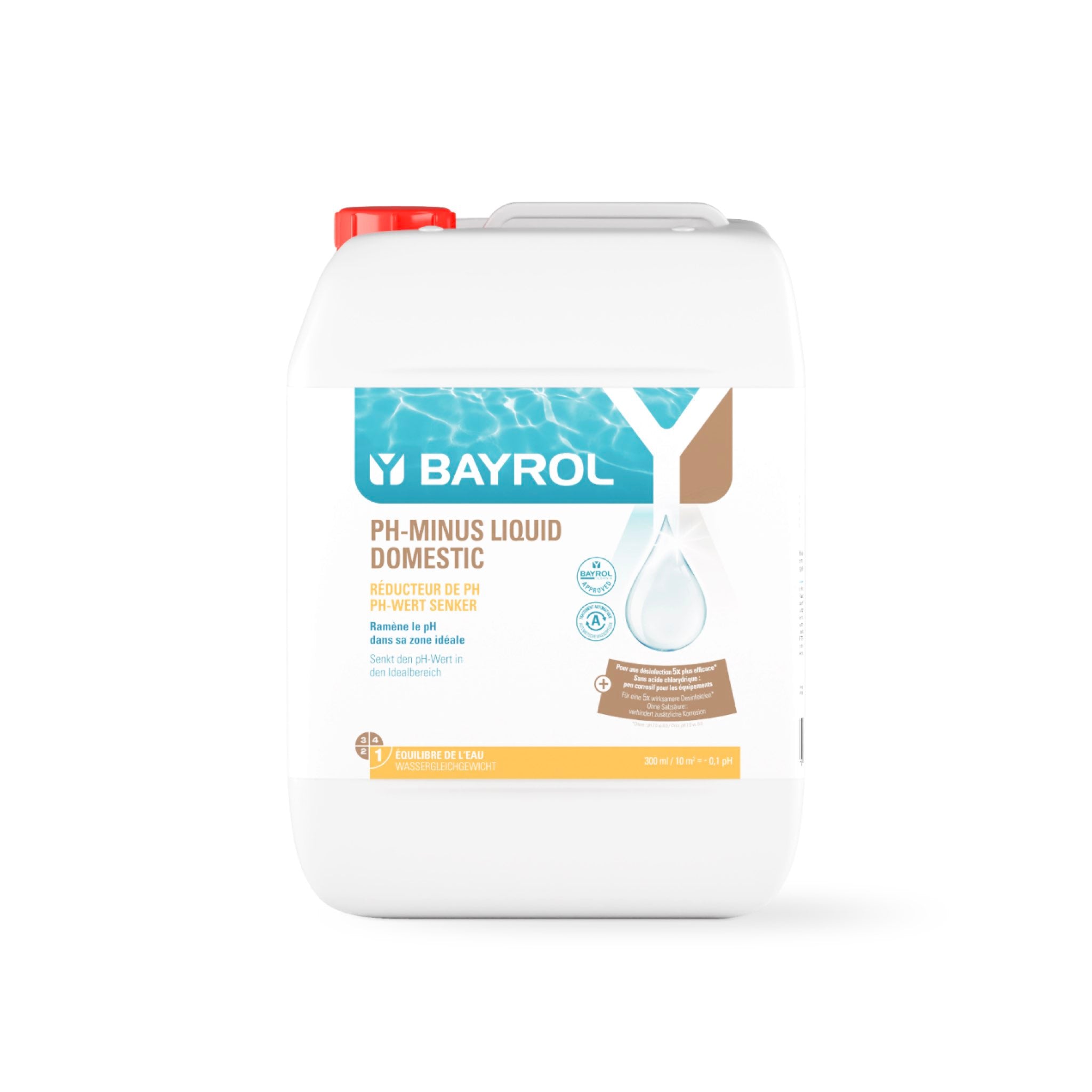BAYROL pH-Minus Liquid Domestic – Packshot vor weißem Hintergrund