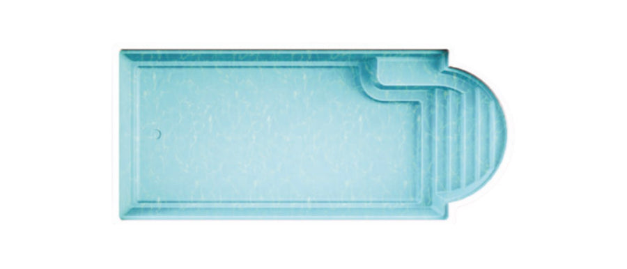 Poolbecken RHODOS – Einstückbecken mit Römertreppe, 3,64 x 8,00 x 1,53 m
